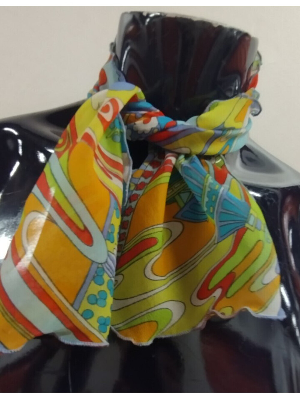 Vintage 1960s Psychedelic Chiffon Scarf NYLON lettude edging AUSTIN POWERS MOD